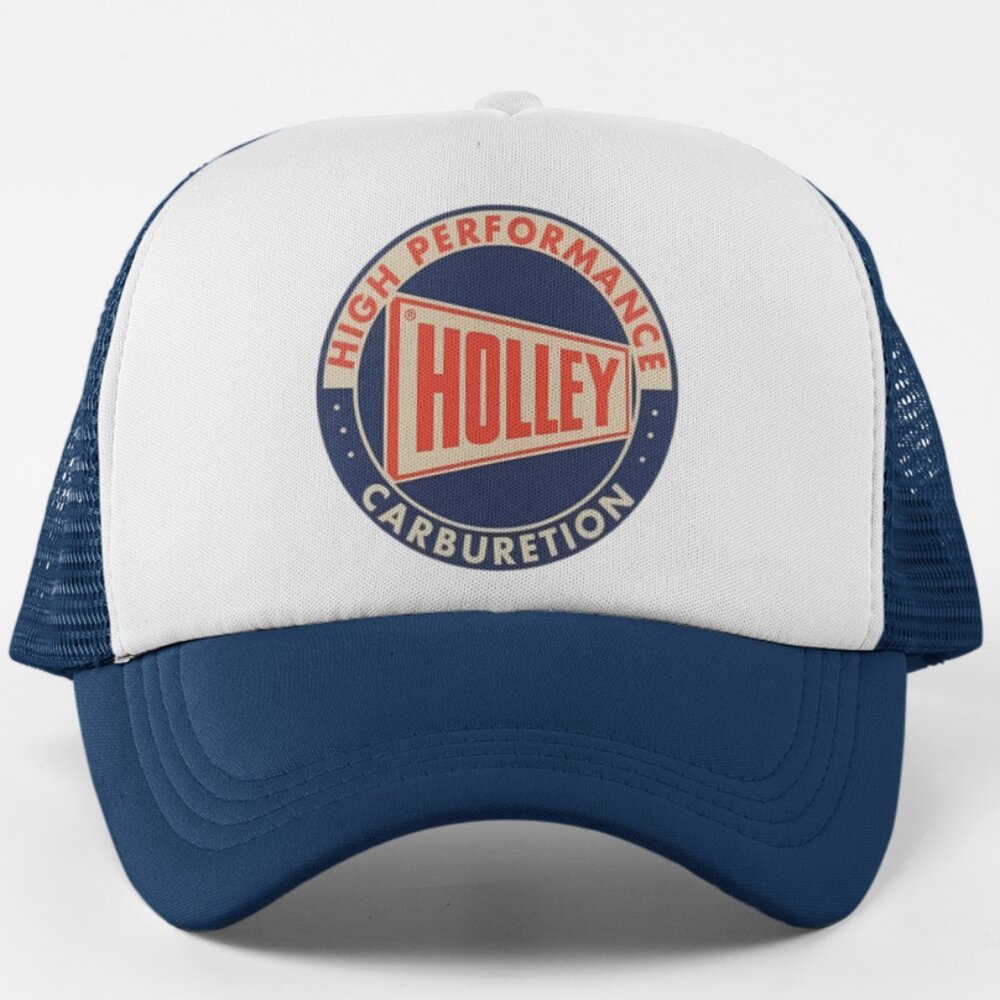 NEW Holley Carburetion Retro Foam Trucker Mesh Snapback Hat 2TONE NAVY WHITE